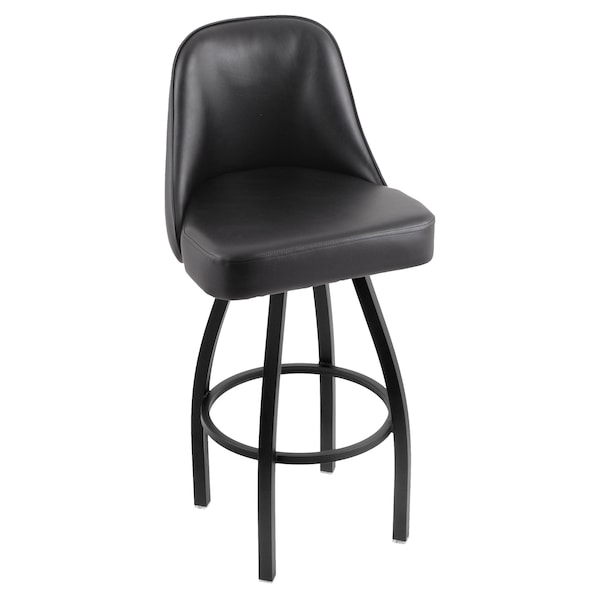 Grizzly 30" Swivel Bar Stool, Black Wrinkle, Black Vinyl Seat